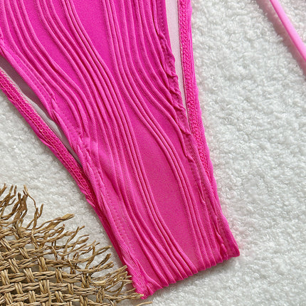 2025 Halter Wrinkled Weave Bikini Women Swimwear Female Swimsuit Two Pieces Bikini Set Brazilian Bathing Suit Swim Beach Wear