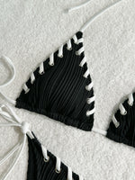 2025 Halter Wrinkled Weave Bikini Women Swimwear Female Swimsuit Two Pieces Bikini Set Brazilian Bathing Suit Swim Beach Wear