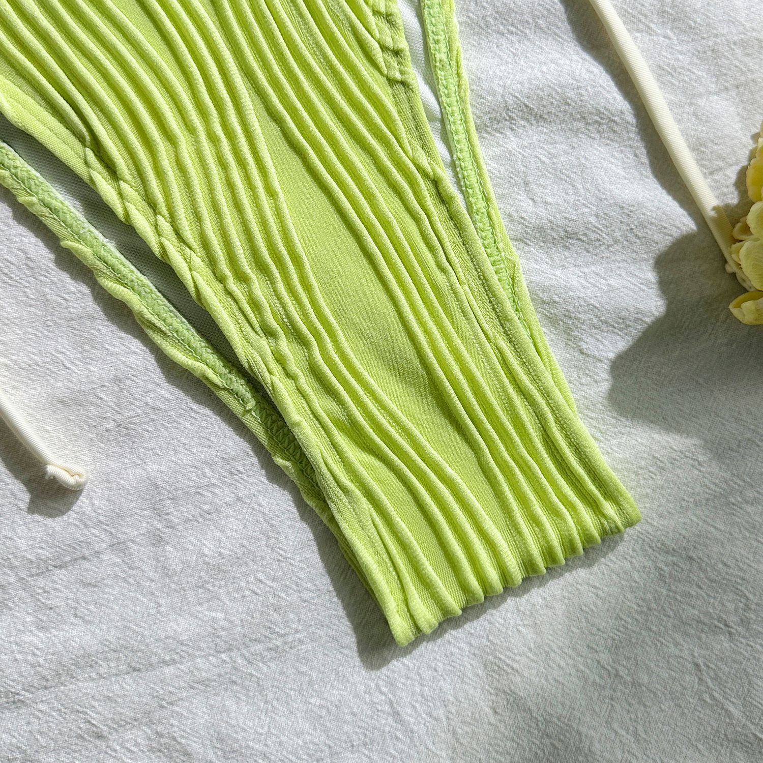 2025 Halter Wrinkled Weave Bikini Women Swimwear Female Swimsuit Two Pieces Bikini Set Brazilian Bathing Suit Swim Beach Wear