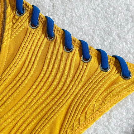 2025 Halter Wrinkled Weave Bikini Women Swimwear Female Swimsuit Two Pieces Bikini Set Brazilian Bathing Suit Swim Beach Wear