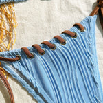 2025 Halter Wrinkled Weave Bikini Women Swimwear Female Swimsuit Two Pieces Bikini Set Brazilian Bathing Suit Swim Beach Wear