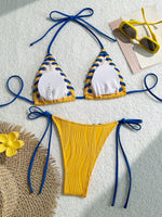 2025 Halter Wrinkled Weave Bikini Women Swimwear Female Swimsuit Two Pieces Bikini Set Brazilian Bathing Suit Swim Beach Wear