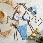 2025 Halter Wrinkled Weave Bikini Women Swimwear Female Swimsuit Two Pieces Bikini Set Brazilian Bathing Suit Swim Beach Wear