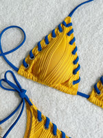 2025 Halter Wrinkled Weave Bikini Women Swimwear Female Swimsuit Two Pieces Bikini Set Brazilian Bathing Suit Swim Beach Wear