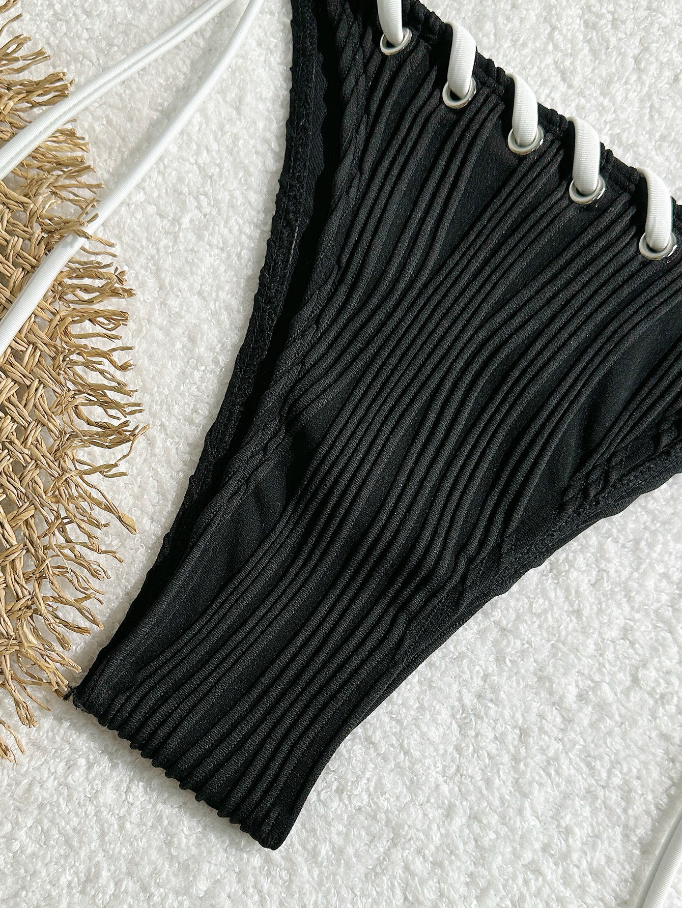 2025 Halter Wrinkled Weave Bikini Women Swimwear Female Swimsuit Two Pieces Bikini Set Brazilian Bathing Suit Swim Beach Wear