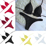 Summer Brazilian Bikini Set Women Sexy Bandage Top Thong Bottom 2 Pieces Set Push-up Swimwear Lace Up Swimsuit Beachwear