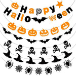 Halloween Hanging Banner Garland Bunting Pumkin Ghost Bat Paper Banner Door Hanging Ornaments Halloween Xmas Party Decoration