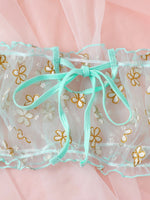 Sexy Fancy Lingerie Set 2 Pieces Transparent Halter Off Shoulder Women's Underwear Beautiful Daisy Print Bra And Panty Sets