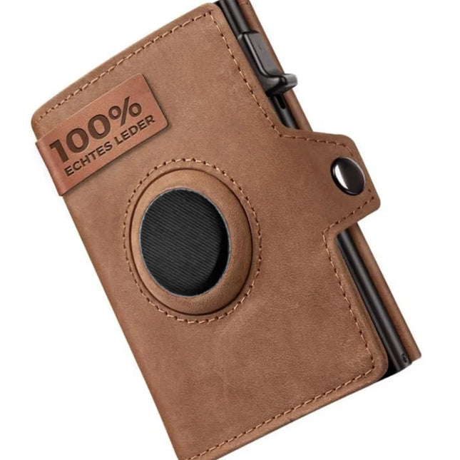 YATBEST Men's Leather Wallet With Coin Pocket AirTag Positioning Card Clip RFID Anti Magnetic Anti-Theft Card Swiping Bag