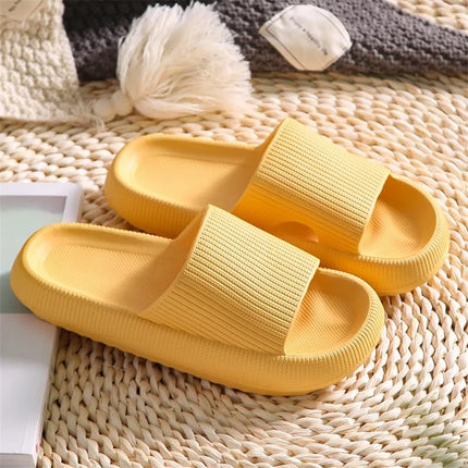 Women Bathroom Slippers Cloud Cushion Slides Summer Soft Thick Platform Home Men Indoor Non-slip Flat Flip Flops Quick Drying