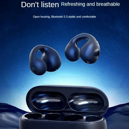 NEW Bluetooth 5.3 Wireless Bone Conduction Headphones T75 Clip Ear Music Noise Canceling Headset HD Call Sports Gaming Earphone