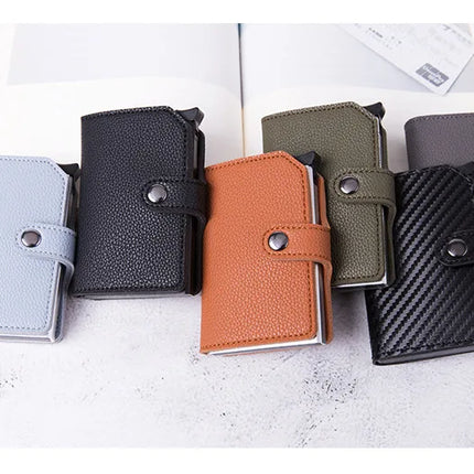 Top Quality Wallets Men Money Bag Automatic Pop-up Metal Aluminum Shell Money Minimalist Credit Card Holder RFID Blocking