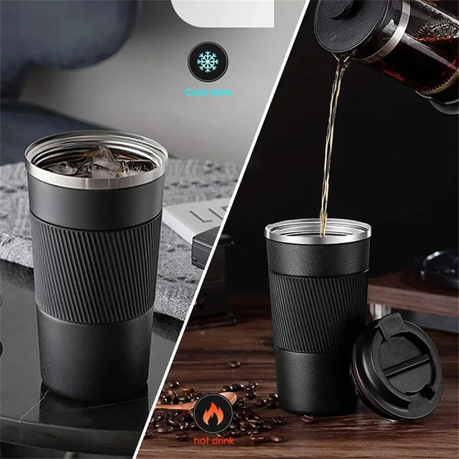 Stainless Steel Coffee Cup Double Layer Vacuum Insulation Cup Office Mug Outdoor Portable Car Water Cups Fashion Mug