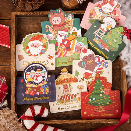 10pcs MIX Merry Christmas Greeting Card Santa Claus Snowman Custom Blank Cards Christmas Party Invitation Card New Year Gifts