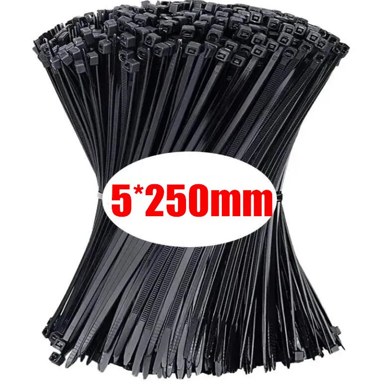 500/100Pcs Wholesale Plastic Nylon Cable Ties Self-locking Cord Straps Adjustable Cables Fastening Loop Home Office Wire Zip Tie