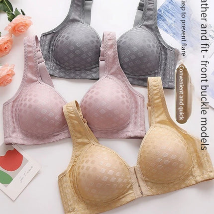The New Front Button Type Sexy Brassiere Anti-sagging Gathered No Steel Ring Ladies Mother Large Size Thin Section Underwear Bra