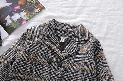 Autumn Winter Boys Fashion Jacket Solid Color Lapel Double-Breasted Long Woollen Overcoat For 2-6 Years Boys Handsome Outwear