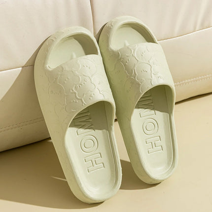 Women's Slippers Summer Cartoon Bear Printting Indoor Comfortable Soft Sole Slides Slip-on Bathroom EVA Flat Heel Fashion Shoes
