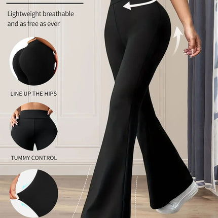 Women's spring and summer high waisted tight fitting flared pants, slim leg long black pants, thin wide leg pants for slim women