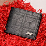Men's Checkered PU Leather Wallet - Multi Card Slot, Business Style, Solid Color, Ideal Gift for Men