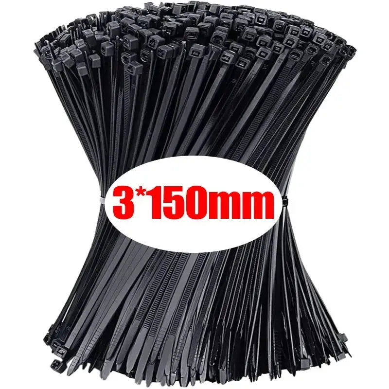 500/100Pcs Wholesale Plastic Nylon Cable Ties Self-locking Cord Straps Adjustable Cables Fastening Loop Home Office Wire Zip Tie