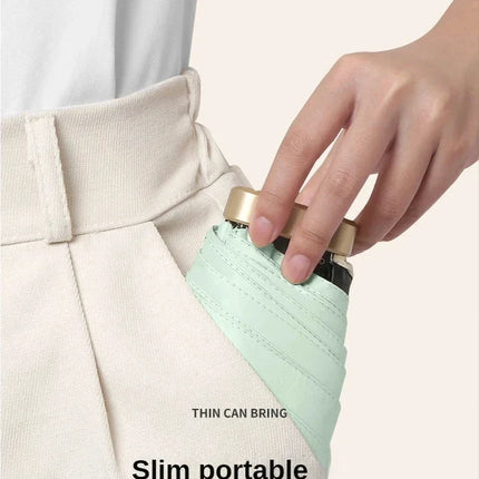 Mini Sun Umbrella Pocket Rain Umbrella Vinyl Folding UV Ultraviolet Protection Sun Shade Pocket Parasol Capsule
