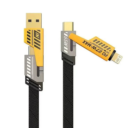 4-in-1 USB C Charging Cable TypeC Lightning Connector Nylon Braided PD 65W 27W Fast Charging for iPhone Samsung Xiaomi Android