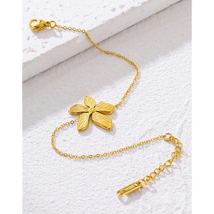 YACHAN Stainless Steel Flower Charm Bracelet for Women Trendy Simple 18K Gold Plated Waterproof Jewelry Accessories