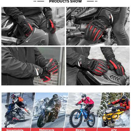 KEMiMOTO CE Motorcycle Gloves Winter Black Guantes Moto Invierno Warm Touch Screen Waterproof Windproof Gloves Protective