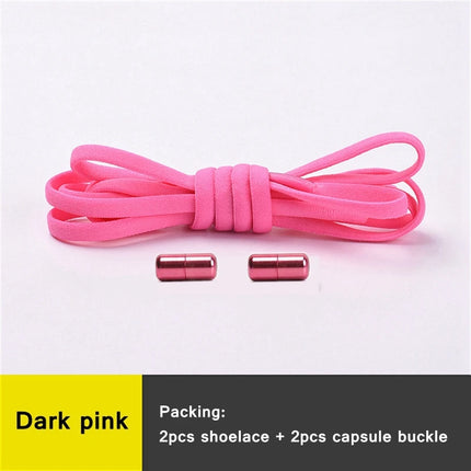 21 Colors No Tie Shoelaces Round Color Metal Lock Elastic Shoelace General For Children And Adults Sneakers Lazy Laces Unisex