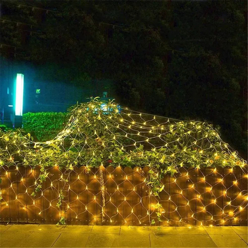 EU plug 1.5x1.5M 2x3M Christmas Garlands LED String Christmas Net Light Fairy Xmas Party Garden Wedding Decoration Curtain Light