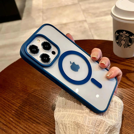 Luxury Magnetic Wireless Charge For Magsafe Case for iPhone 16 15 14 Plus 13 12 11 Pro Max Shockproof Transparent Bumper Cover