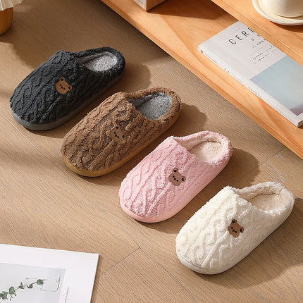 QYCKABY Women's Lovely Simplicity Fur Slippers Unisex Home Comfortable Plush Lined Slip On Shoes, Mens Warm Autumn Winter Slides