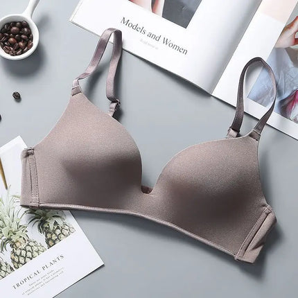 Ultra Thin Sexy Ice Silk Wireless Bra For Women Sexy Gather Underwear Push Up Simple Lingerie Seamless Brassiere Bralettle