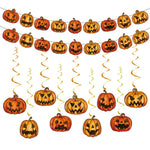 Halloween Hanging Banner Garland Bunting Pumkin Ghost Bat Paper Banner Door Hanging Ornaments Halloween Xmas Party Decoration