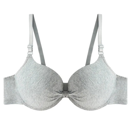 Bras Sexy Women Cotton Gathered Bra Deep V Underwire Ladied Brassiere Push Up Lingerie Solid Bras Backless Intimate Underwear