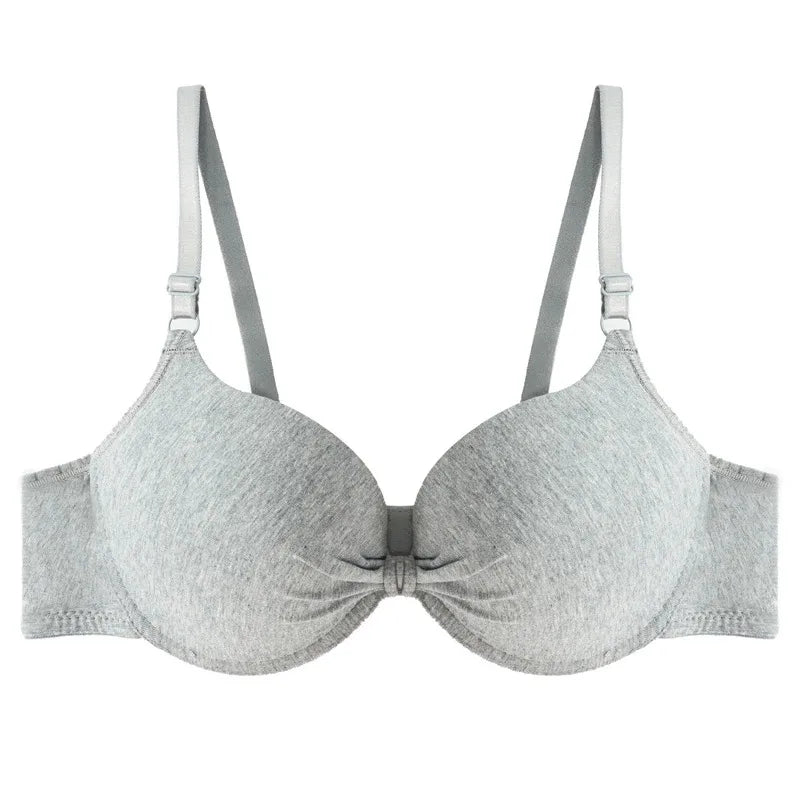 Bras Sexy Women Cotton Gathered Bra Deep V Underwire Ladied Brassiere Push Up Lingerie Solid Bras Backless Intimate Underwear