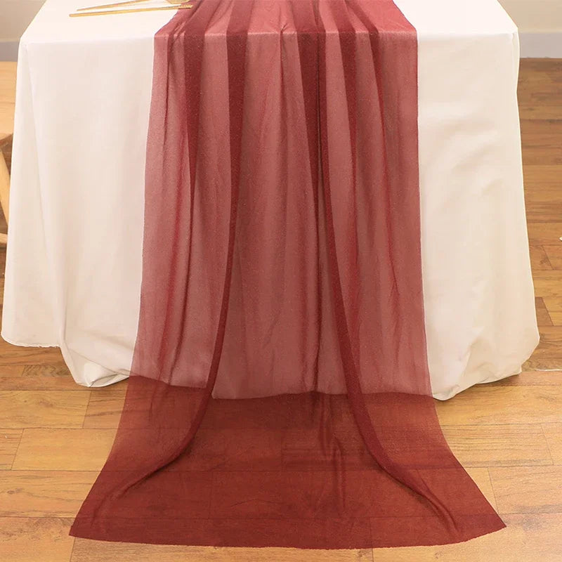 Chiffon Table Runner Sheer Fabric Silk for Boho Sheer Fabric Wedding Arch Overlay Draping Decoration Birthday Party Table Decor