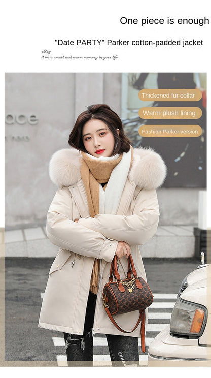 Women Parka Fashion Long Coat Wool Liner Hooded Parkas 2023 New Winter Jacket Slim with Fur Collar Warm Snow Wear Padded Clothes