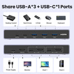 UGREEN 8K 60Hz HDMI KVM Switch USB C USB3.0 KVM Switcher 2 PCs Sharing 1 Monitor,Printer,Keyboard,Mouse Support 3D ,HDR Vision