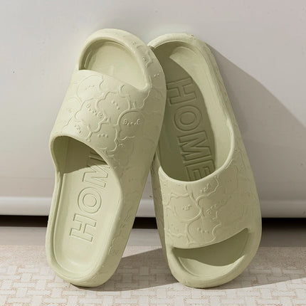 Women's Slippers Summer Cartoon Bear Printting Indoor Comfortable Soft Sole Slides Slip-on Bathroom EVA Flat Heel Fashion Shoes