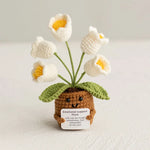 Mini Finished Crochet Roses Sunflowers Potted Emotional Support Stuffed Plants  Mother Valentine Christmas Graduation Gifts