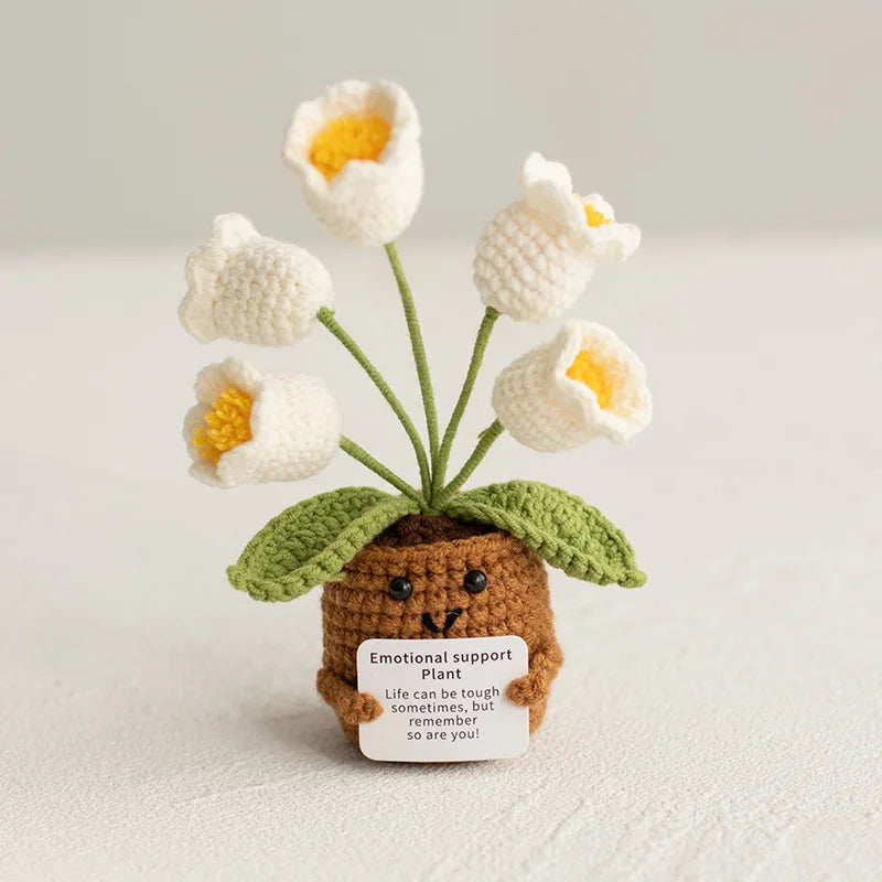 Mini Finished Crochet Roses Sunflowers Potted Emotional Support Stuffed Plants  Mother Valentine Christmas Graduation Gifts