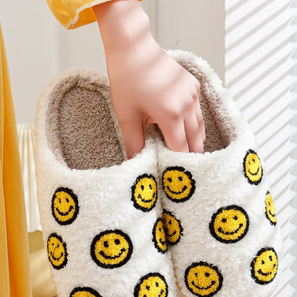 Little Cute Smile Face Slippers Houseshoes Women's House Smile Ladies Indoor Winter Fluffy Cozy Home Comfy Women Shoes