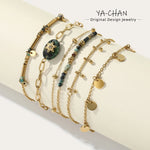 YACHAN 18K Gold PVD Plated Stainless Steel Chain Bracelets for Women Charm African Turquoise Natural Stone Trendy Jewelry Gift