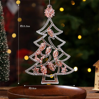 1Pcs Crystal Clear Snowflake Christmas Tree Pendants Icicle Decorations For Holiday Winter Party Transparent Hanging Ornament