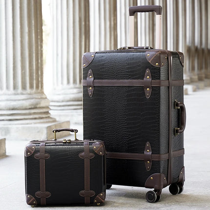 Urecity Vintage Luggage Set Retro Suitcase For Men&Women Business Luggage for Travel Rolling Suitcase With Handbag 14Inches