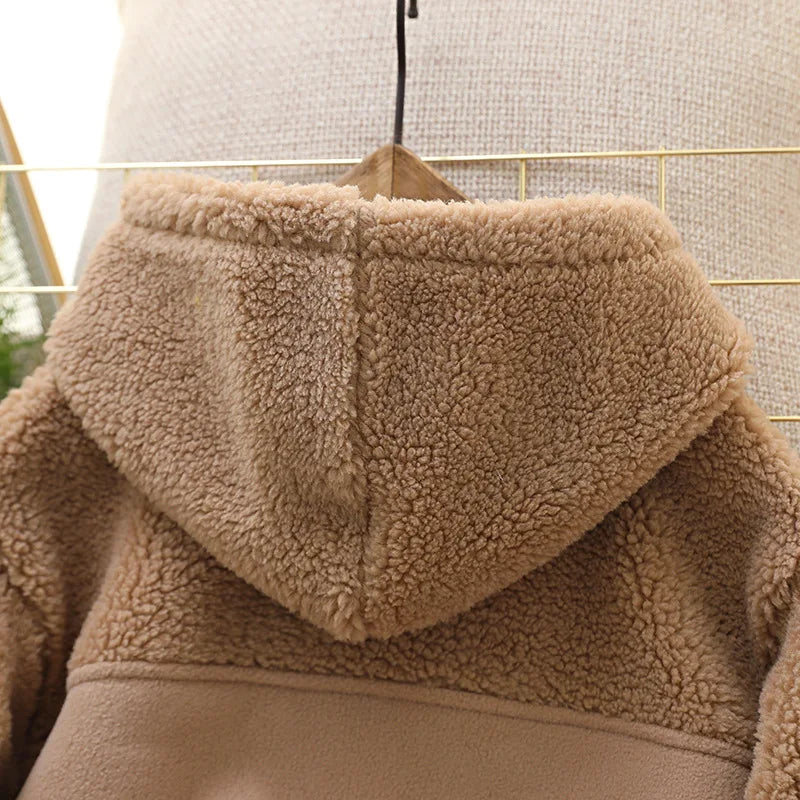 IYEAL Children's  Jacket Coat  Autumn Winter Warm Fleece Outerwear Boys Clothing Fleece Thickened Boy Clothes 4  8 to 10 years