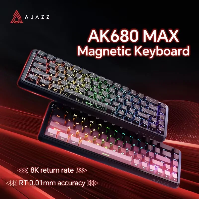 AJAZZ AK680 MAX Magnetic Switch Mechanical Keyboard 60% Rapid Trigger 0.01mm 8K/1K Return 68 keys Wired/Wireless Gaming Keybaord