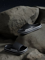 Feslishoet Women Letter Slippers Beach Slides Solid Color Mens Thick Sole Indoor Bathroom Anti Slip Shoes Summer Couple Sandals